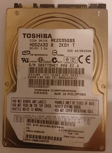 Toshiba 200GB 2.5 inch MK2035GSS HDD2A30 Hard Drive - Picture 1 of 5