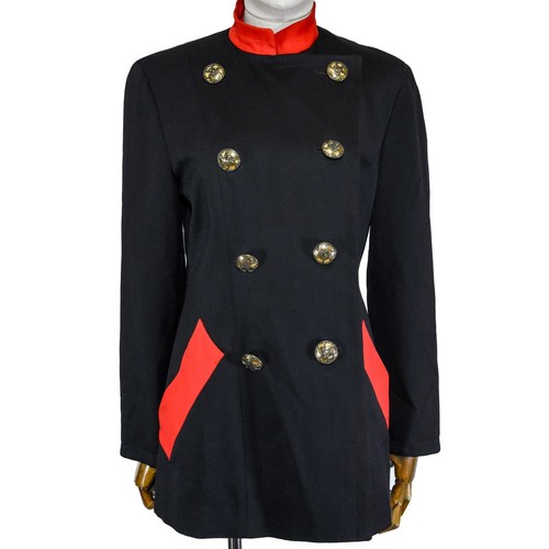 MOSCHINO giacca vintage di ispirazione militare giacca a fascia lana nera e rossa