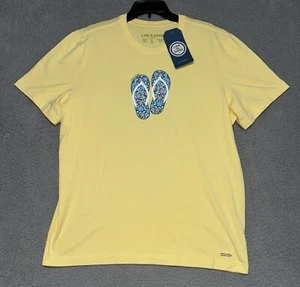 Life Is Good Crusher Tee Floral Flip Flops Sandals Graphic T Shirt Mens L NEW - Picture 1 of 7
