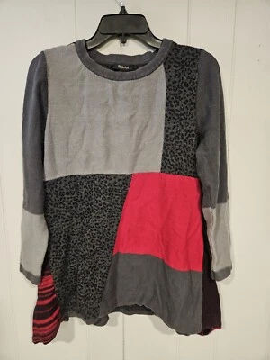 Suéter túnica Style & Co feminino alargamento quente vermelho cinza e estampa animal tamanho médio - Imagem 1 de 4