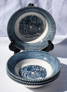 Royal China - CURRIER & IVES - OLD FARM GATE - (4) 5 1/2" RIMMED FRUIT BOWLS - Picture 1 of 4