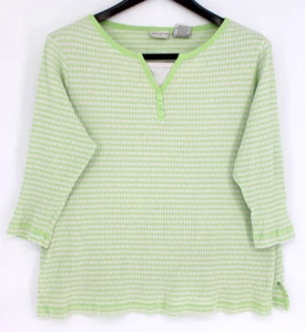 White Stag Übergröße 16W Damen grün Gingham 3/4 Ärmel Henley Top Bluse - Bild 1 von 3