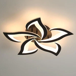 Comely Modern LED Ceiling Light 60cm, 60W Flower Design, 3000K Warm White, Black - Picture 1 of 24