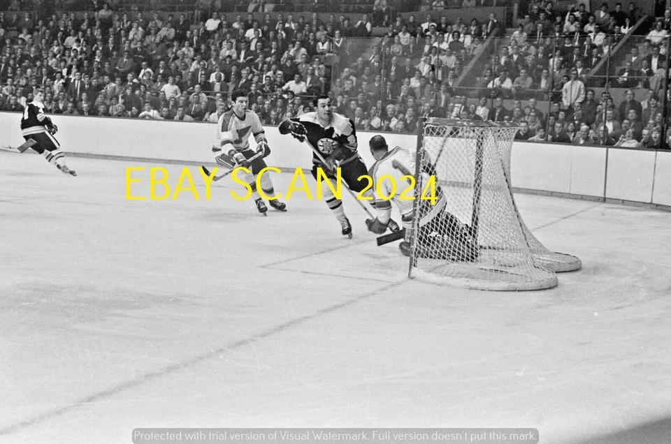 GLENN HALL Defende NET vs BRUINS Bucyk 35mm B+W NEGATIVO STL BLUES HOF PORTERO Foto 1 de 1