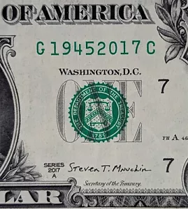 2017 A $1 bill fancy serial, tombstone date note, 1945 - 2017 - Picture 1 of 4