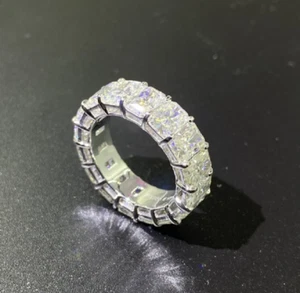 4x6mm Radiant Cut Moissanite Full Eternity Wedding Band In 14K White Gold Plated - Picture 1 of 9