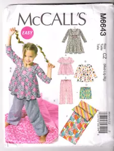 6643 McCALLS Easy - TOP KLEID SHORTS HOSE SCHLAFSACK - MÄDCHEN Gr. M/L/XL - Bild 1 von 2