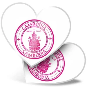 2 x Stickers Coeur 15 cm - Cambodge Phnom Penh Temple Voyage #5854 - Photo 1/8