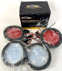 Partsam 4" Round Led Stop Turn Tail Back-up Reverse Fog Lights 12 LED 4 Lights - Picture 1 of 10