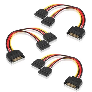 SATA Stromadapter 3er Pack SATA Stecker auf 2X SATA Buchse Y Splitter Kabel S... - Bild 1 von 7
