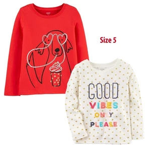 Carter's Kid Mädchen 2er Pack Langarm Grafik T-Shirt Größe 5 - Bild 1 von 1