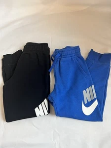 Set Of 2 Nike Sweats Joggers Pants In Black And Blur Boys Size 6 - Picture 1 of 10