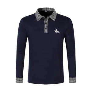 Polo uomo manica lunga tinta unita casual elegante ufficio primavera autunno - Foto 1 di 12