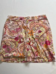 Croft & Barrow Classic Fit Twill Skort Pink Orange Paisley Women's Sz 6 - Picture 1 of 8