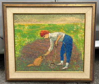 Pintura Karnig Nalbandian Janet & Sanjar at the Island Mujer & Cat Enmarcada 1962 Foto 1 de 4