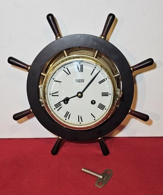 Vintage Trend - Schatz Ship Wheel Wall Clock Germany w/ Key - Image 1 of 4