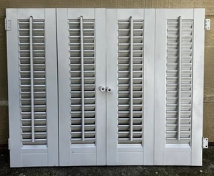 23" Tall x 28 1/4" Wide Wood Interior Louver Plantation Window Shutters VTG - Picture 1 of 11