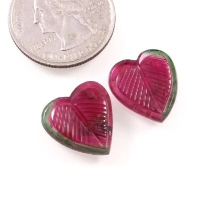 Loose Gemstone Natural Certified Bio Tourmaline Hand Carved Fancy Heart A397 - Image 1 of 3