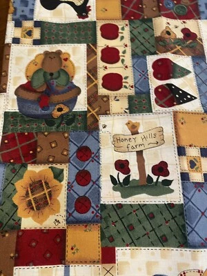 CRANSTON FOLK ART Patchwork Cheater Patch Country Cotton Fabric 18" x 44 Folksy - Image 1 of 4