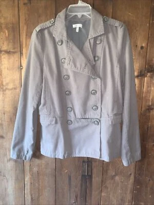 Leith Women’s Jacket M Gray Cutaway Military Trench Double Breast Buttons - Image 1 of 4