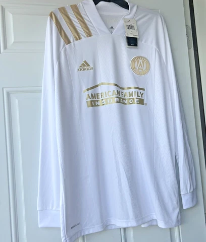 Adidas Mens Atlanta United FC (American Family Ins) White/Gold Aeroready Sweater Cover