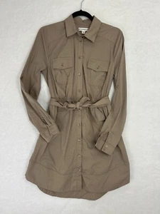 GUESS Women's Essential Long Sleeve Anika Shirt Dress Khaki Size Small - Picture 1 of 10