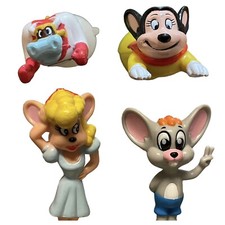 Vintage Mighty Mouse Suction Cup Figures Wendy's 1989 Lot of 4 Pearl Scrappy Cow