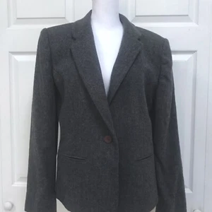 ADOLFO STUDIO 100% Wool Career Blazer One Button Jacket Size 10 Gray - Picture 1 of 12