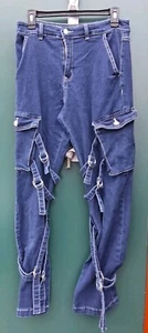 Hot Topic Cargo Jeans With Legs Straps Size 30×34 Mens - Picture 1 of 10