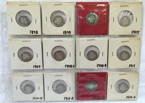 10 Cents 12 Barber Silver Dime Coins Low Mintage US Coin Sealed - Picture 1 of 11