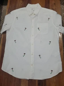 Gap Hawaiian Shirt Men's M Embroidered Mermaids All Over Mid Weight Oxford - Picture 1 of 11