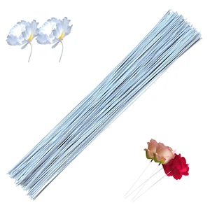 Floral Stem Wire, 100 Pack 15.75 Inch 18 Gauge White Paper Wrapped Flower Stems - Picture 1 of 7