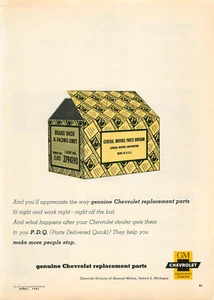 Service Station Magazine Print Ad CHEVROLET 1963 Genuine Replacement Parts Box - Picture 1 of 1