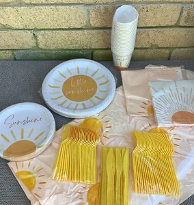 Party Plates Supplies First Trip Around The Sun Party Tableware Boho Sun - Picture 1 of 23