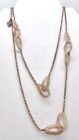 Vintage GUESS Signed Long Rose Gold Tone Mesh Clear Stone Necklace 