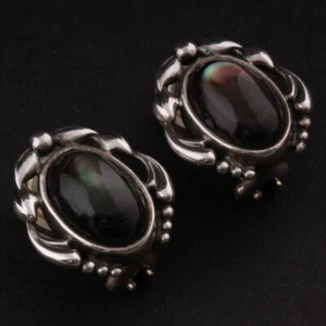 GEORG JENSEN Sterling Ear Clips Of The Year 2020 w. Black MOP. Silver. NEW! - Picture 1 of 5