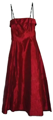 Roberta Burgundy Boned Strapless Prom/Bridesmaid Satin Long Dress Size 5-6 - Image 1 of 4