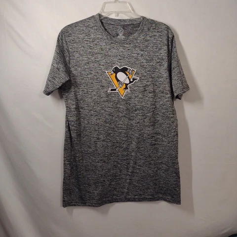 Official NHL - Grey Pittsburgh Penguins Short Sleeve Activewear Top Men's Med Cover