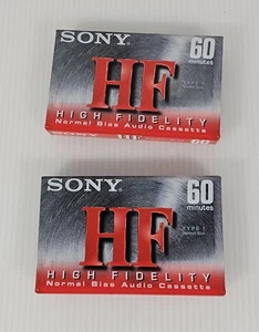 2 Sony HF Blank Cassette Tapes, High Fidelity 60 Minute, NEW - Picture 1 of 4