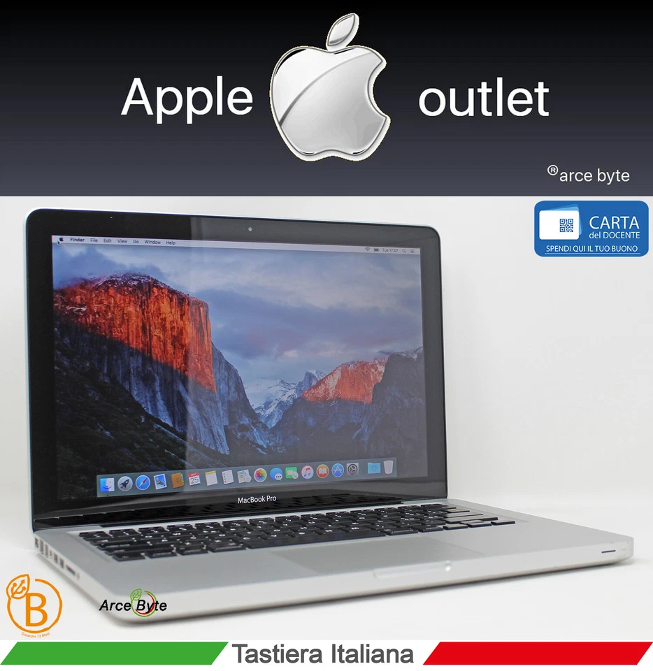 APPLE MACBOOK PRO 13" INTEL SSD 120GB TASTIERA ITALIANA RICONDIZIONATO GRADO B  - Immagine 1 di 4