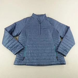 Orvis Jacket Womens Medium Blue Quilted 1/4 Snap Puffer Pullover Primaloft Coat - Picture 1 of 10