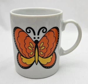 Mini Taza de Café Mariposa Naranja De Colección 3.25" Mod Retro Japón MCM - Imagen 1 de 4