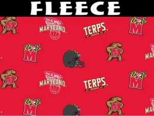 NCAA University of Maryland Allover Red MD-035 Fleece Fabric by the Yard - Picture 1 of 2