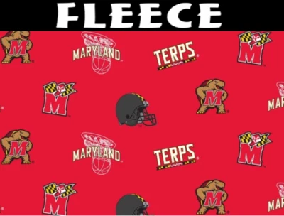 NCAA University of Maryland Allover Red MD-035 Fleece Fabric by the Yard - Image 1 of 2