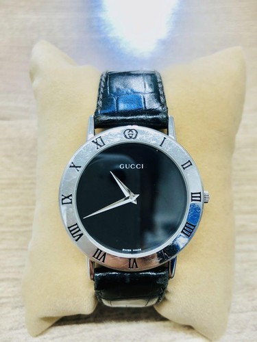 Orologio Gucci 3000M Quarzo Quadrante Nero Argento Cassa 3 5cm Uomo Vintage