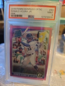 2018 Donruss Optic Rated Pink Ronald Acuna Jr PSA 9 Rookie RC - Picture 1 of 2