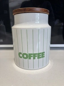 Hornsea Pottery Stripe Striped Green Medium Coffee Storage Jar Canister Caddy - Picture 1 of 10