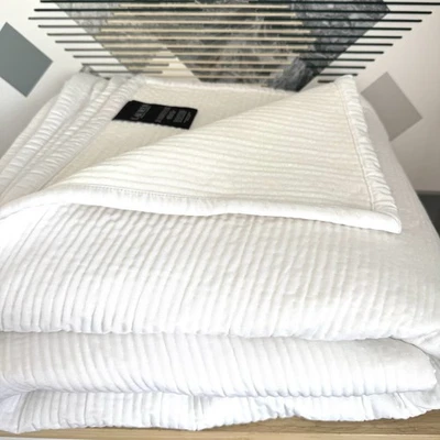 RALPH LAUREN KING 1 pieza SPENCER "MATELASSE" BLANCO PICK STITCH COBERTOR $385 Foto 1 de 4