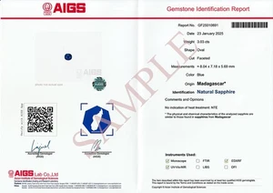 AIGS Gemstone Identification Full Report With Photo + Origin Precious Stone Only - Picture 1 of 3