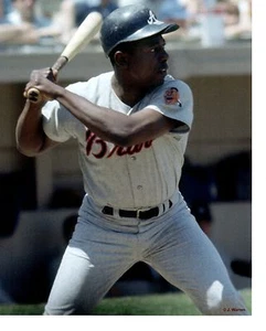 8x10 Foto, Baseball, Hank Aaron, Atlanta Braves, Nahaufnahme Spiel Action! Ära 1969 - Bild 1 von 1